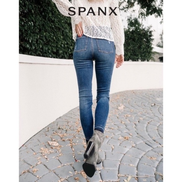 SPANX Distressed Ankle Skinny Jeans - Picture 2 of 8